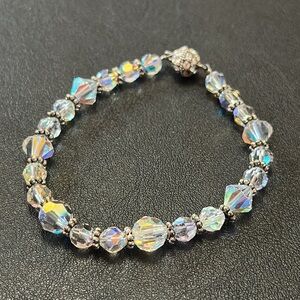 AB Crystal Faucet Vintage Bracelet With Magnetic Hidden Rhinestone Clasp